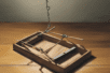 A wooden and metal trap.
