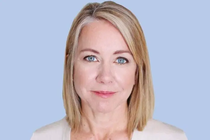 A headshot of a woman