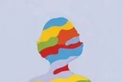 The silhouette of a woman filled in with multiple colors