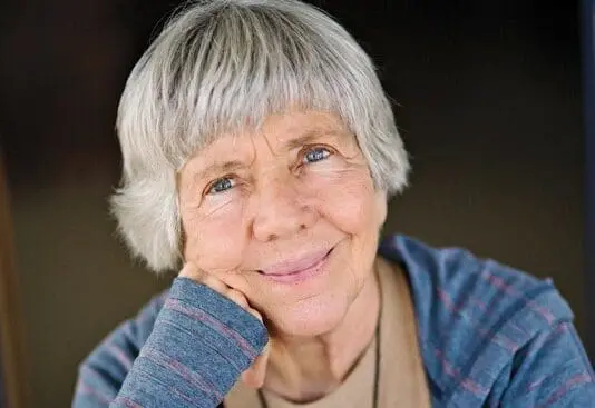 A headshot of a woman