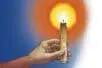 An illustration of a hand holding a candle