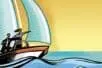 An illustration of two people on a boat