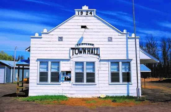 A small town hall building