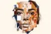 A woman's face with pieces misplaced and missing.