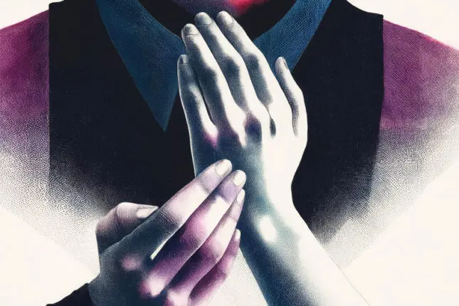 Illustration of two hands, one tapping the other