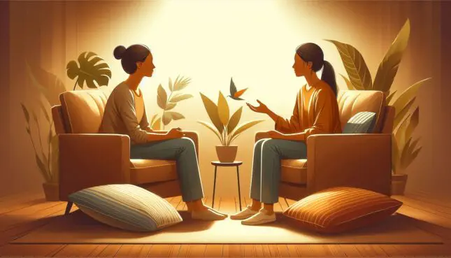 A figurative representation of a shared, safe platonic relationship between a psychotherapist and patient